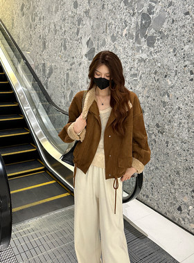 【春春Spring】美拉德穿搭复古加厚短款外套女小个子秋冬24W157