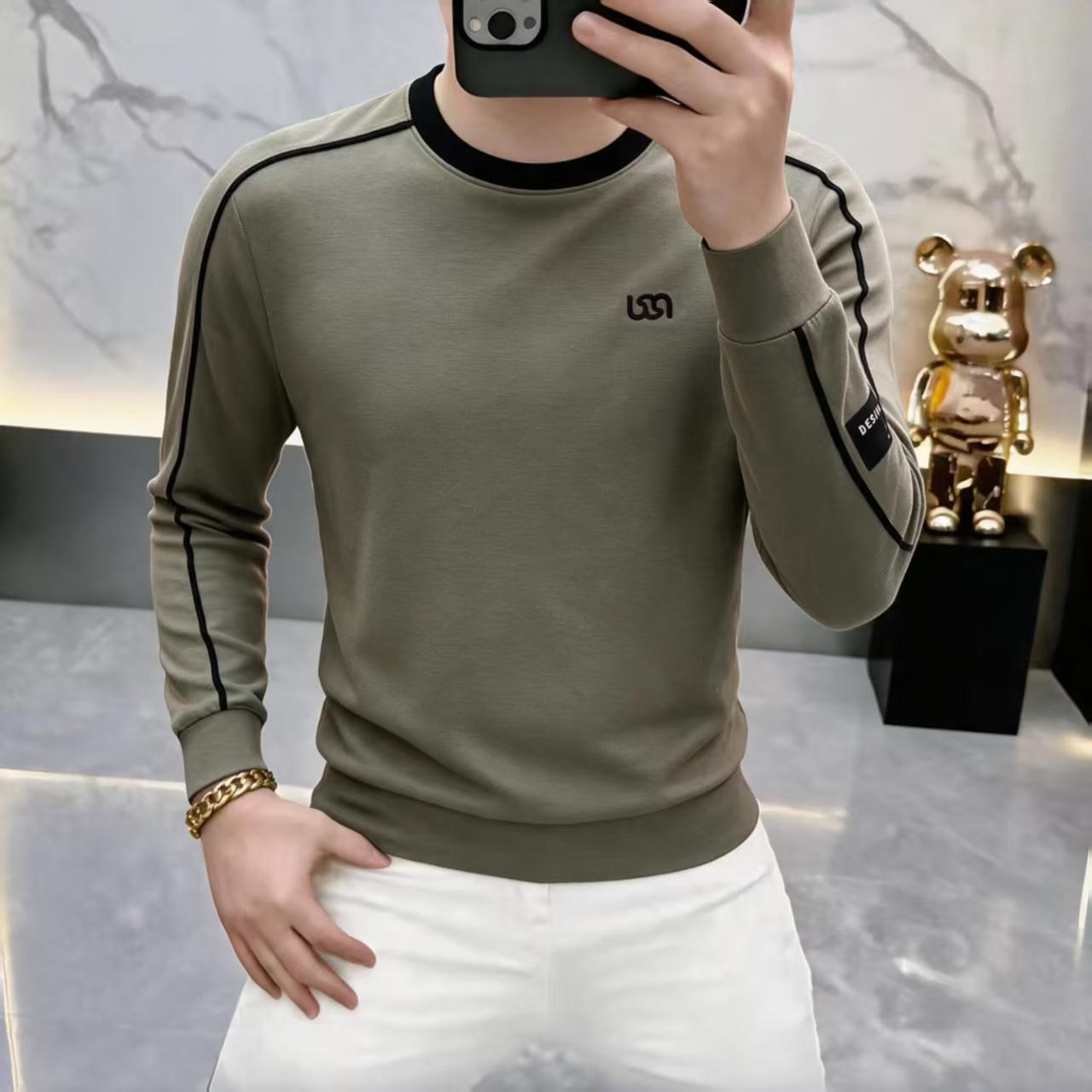 2026设计师新款男士春秋加厚卫衣男装上衣长袖衣服圆领时尚卫衣a7