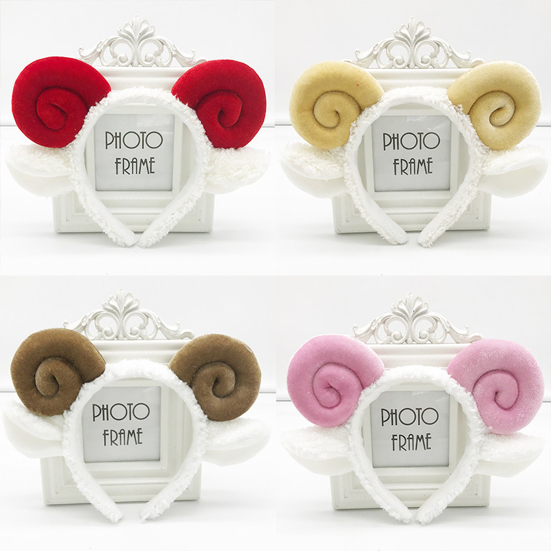 韩国小绵羊发箍少女可爱卖萌搞怪卡通发卡羊羔毛洗脸头箍发带头饰