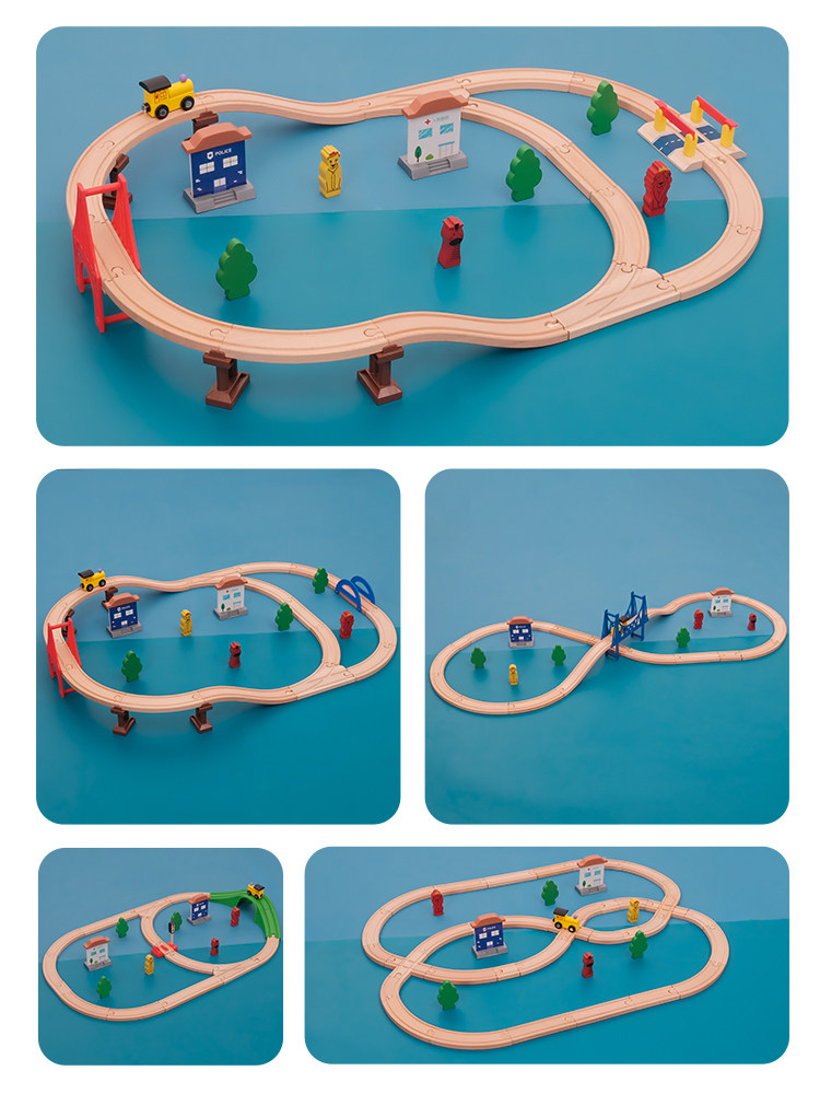 WOODEN TRAIN TRACK CAR TOY CAR ELECTRIC SMALL TRAIN WOODEN CAR CAR BUILDING BLOCK SCENE ASSEMBLY SET 2 YEARS OLD