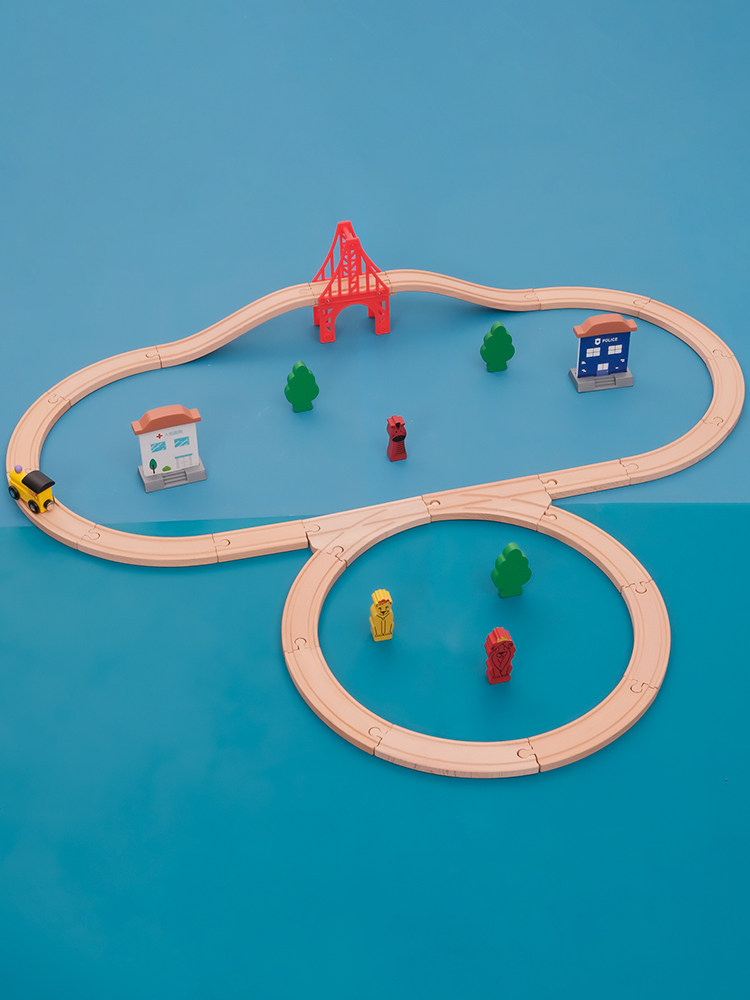 WOODEN TRAIN TRACK CAR TOY CAR ELECTRIC SMALL TRAIN WOODEN CAR CAR BUILDING BLOCK SCENE ASSEMBLY SET 2 YEARS OLD