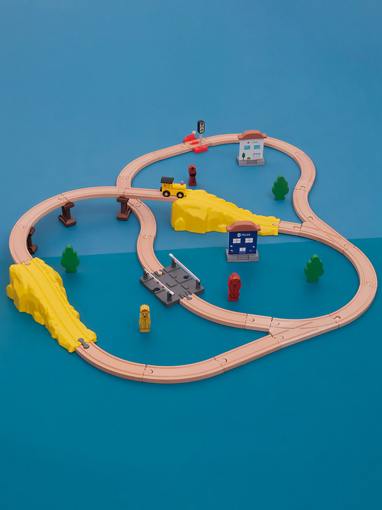 WOODEN TRAIN TRACK CAR TOY CAR ELECTRIC SMALL TRAIN WOODEN CAR CAR BUILDING BLOCK SCENE ASSEMBLY SET 2 YEARS OLD
