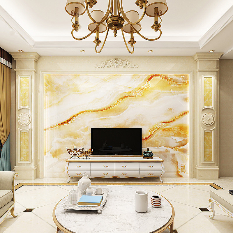 农村自建房欧式电视墙罗马柱法式护墙板整装影视墙石材组装大理石