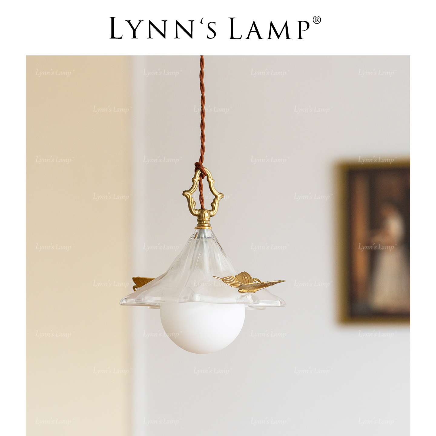 Lynn's立意法式蝴蝶全铜吊线灯
