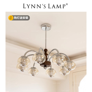 vintage美式 Lynn 中古客厅吊灯 法式 卧室胡桃木色房间灯具 s立意