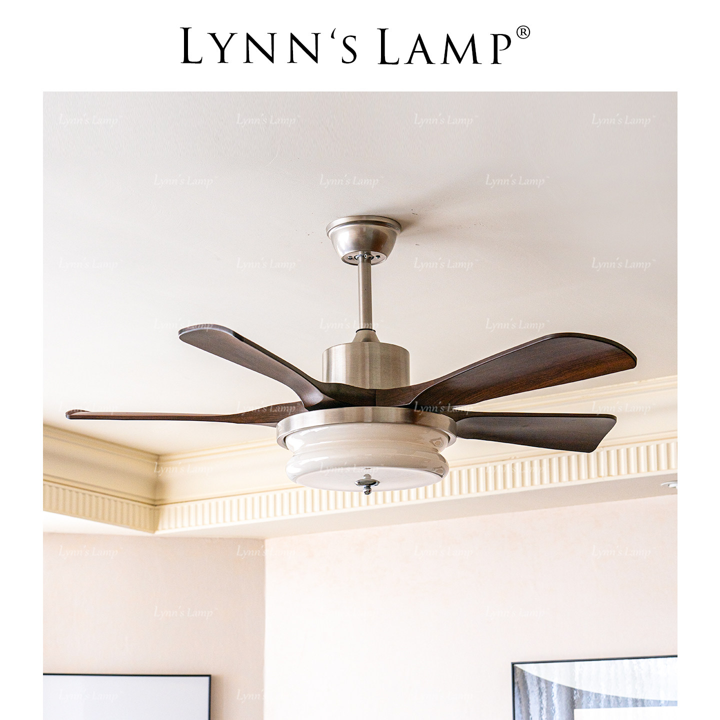 Lynn's立意 中古风客厅风扇灯2026新款奶油卧室法式护眼风扇吊灯