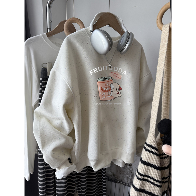 胖mm大码圆领无帽卫衣女加绒