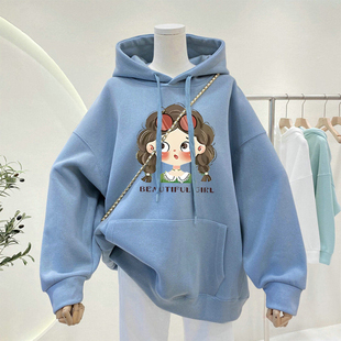 新品胖mm美式连帽卫衣女款秋冬2026新款大码宽松oversize加绒上衣