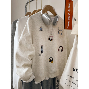 秋冬季新款宽松oversize大码卫衣女款胖mm小个子高级感上衣服外套