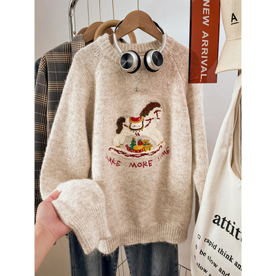 【优质面料】设计感圆领毛衣上衣