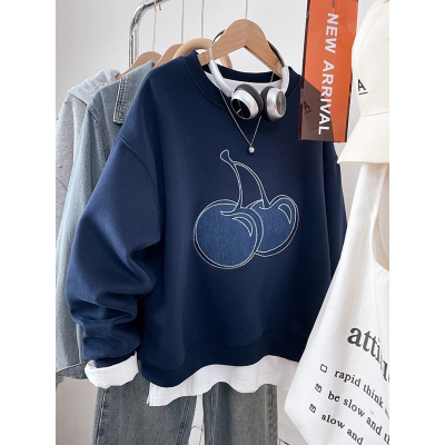 【刺绣工艺】宽松大码无帽卫衣女