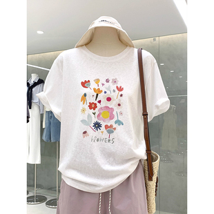 显瘦上衣 简约显瘦竹节棉T恤女短袖 夏季 2025新款 宽松200斤胖mm大码
