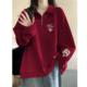 酒红色半拉链卫衣女2026新款 春季 大码 新品 女装 外套无帽秋冬上衣服