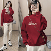 新品 半高领加厚加绒卫衣女 宽松慵懒风上衣胖mm大码 秋冬季 2026新款