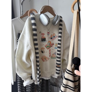 美式复古小个子宽松显瘦卫衣女款大码胖mm秋季2026新款外套上衣服