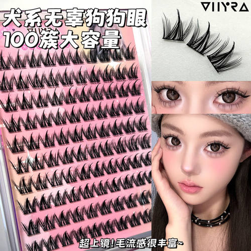 昙雅100大容量免胶小奶犬系假睫毛懒人新手浓密自然漫画仿真分段