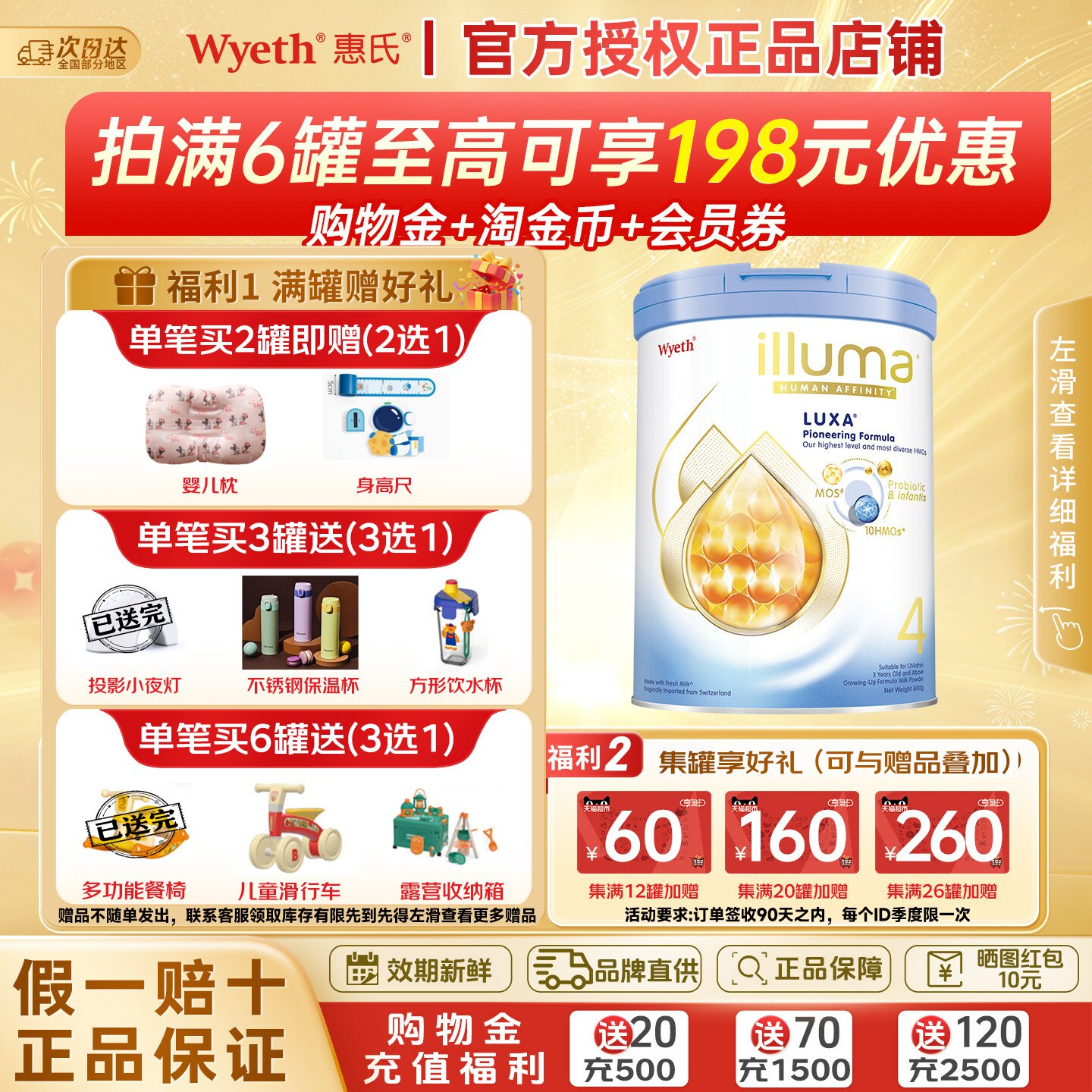 【现货】惠氏启赋未来4段10HMO婴儿奶粉800g瑞士原罐原装进口