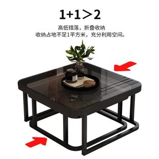 客厅家用小户型极简轻奢现代高级感网红方形折叠 岩板茶几2024新款