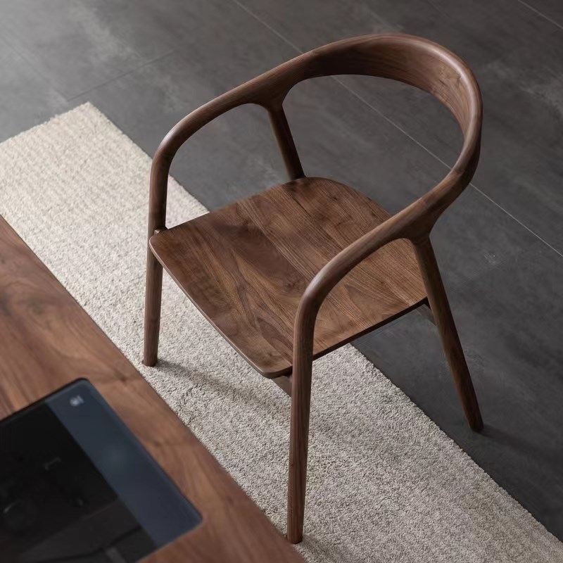 北美黑胡桃木餐桌设计师原木长方形工作台书桌S艺术简约实木长桌