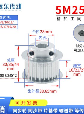 同步轮5M25齿 槽宽16/21/27BF型 凸台皮带轮 内孔6-20齿外径38.65