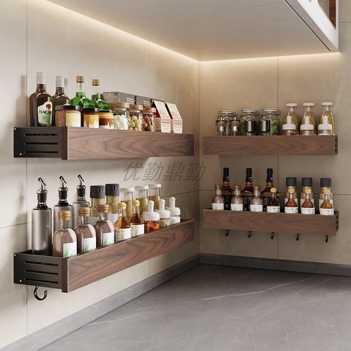 【小红书推荐】胡桃木厨房置物架