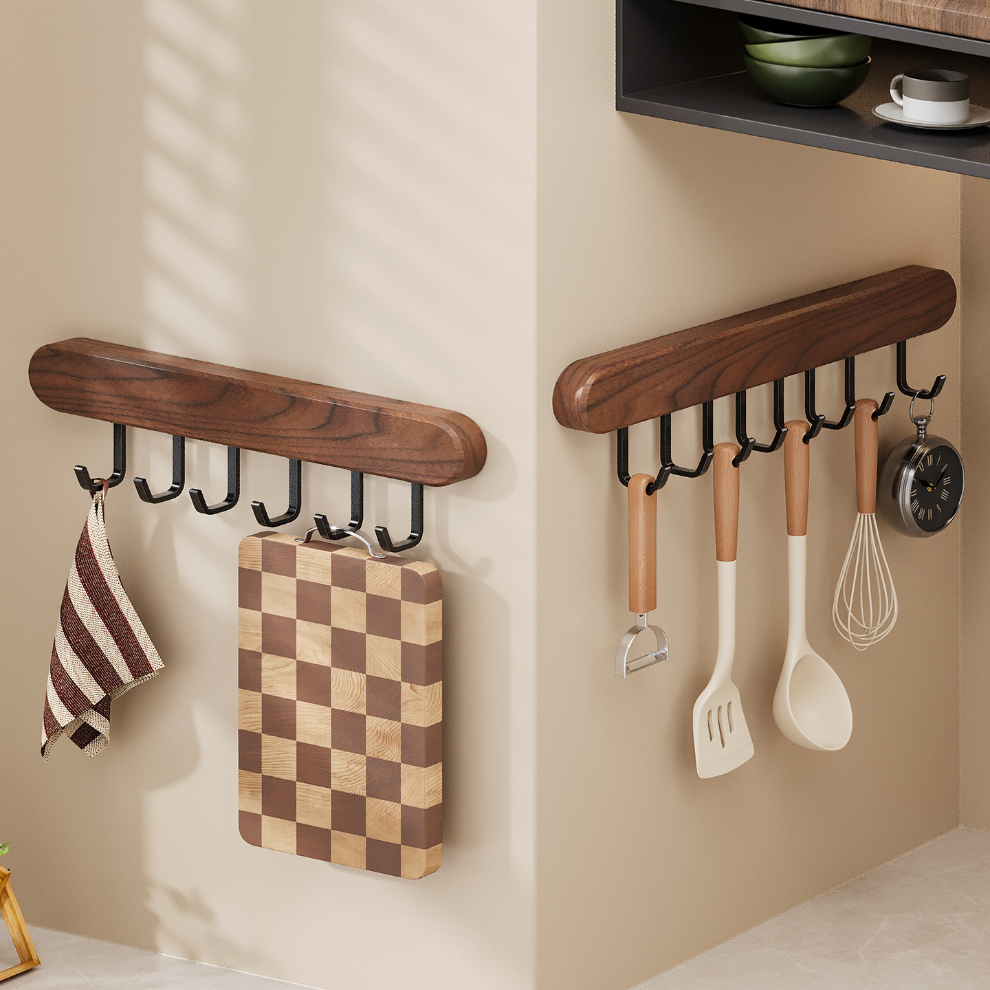 【小红书推荐】胡桃木厨房挂钩