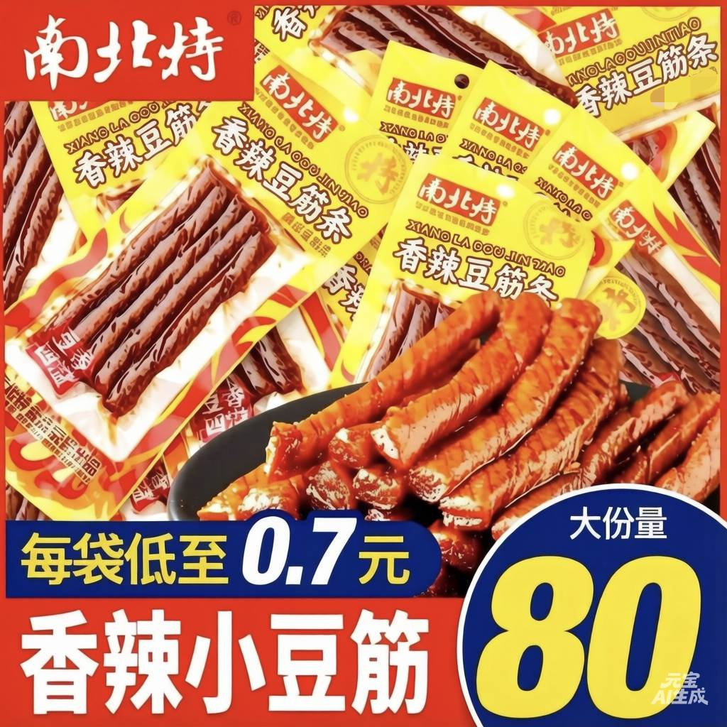 南北特香辣大豆牛筋条儿时怀旧棒面筋麻辣豆筋网红爆款小零食礼包
