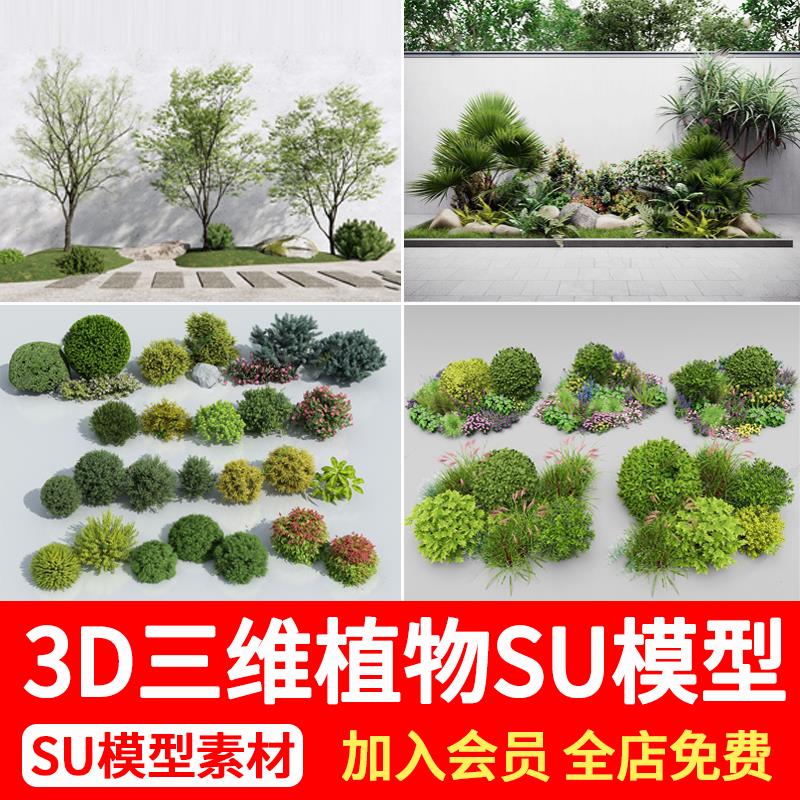 园林景观植物三维树木花卉乔木绿篱庭院花草灌木草图大师su模型库