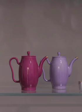 茶山里【外山器隐】暮山紫胭脂红高琉风铃壶 手工珐琅10.5*5/cm