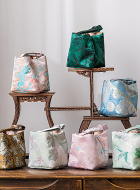 织锦茶杯收纳包小布袋主人杯袋便携茶杯小茶壶防磕包旅行茶具配件