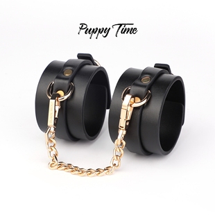 Puppy Time皮质手拷魔术道具cosplay金属链可调节情侣