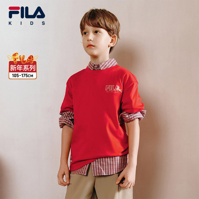 FILA斐乐儿童童装短袖2026年春季新款男童中大童休闲圆领套头上衣,童装/婴儿装/亲子装,T恤,淘宝优惠券,粉丝福利购,淘宝优惠卷