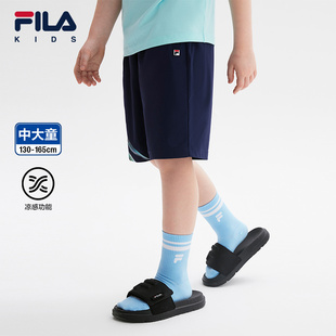 短褲 2024夏季 涼感 新款 中大童男童針織五分褲 FILA斐樂(lè)兒童童裝