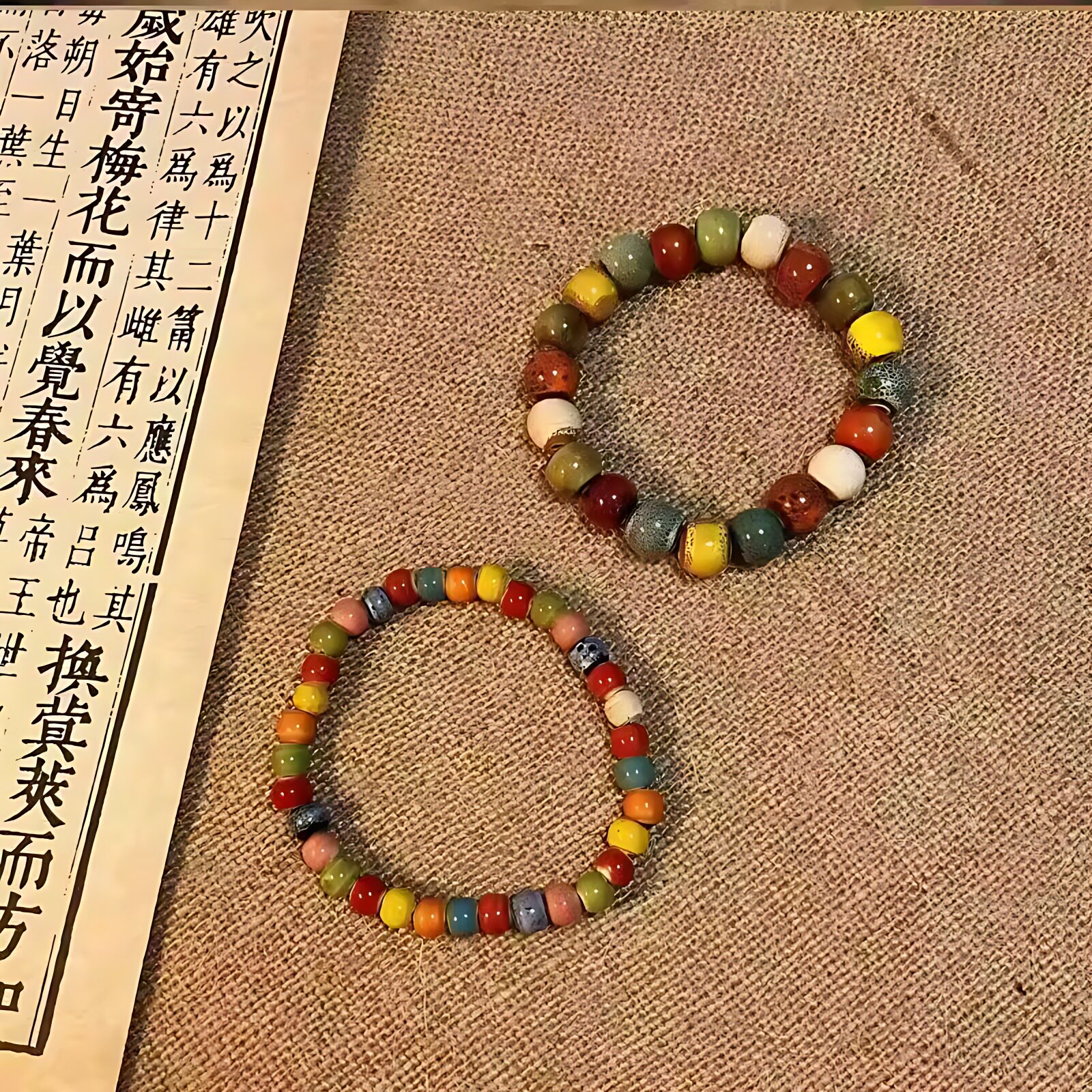 彩色陶瓷手链小众设计女款弹力