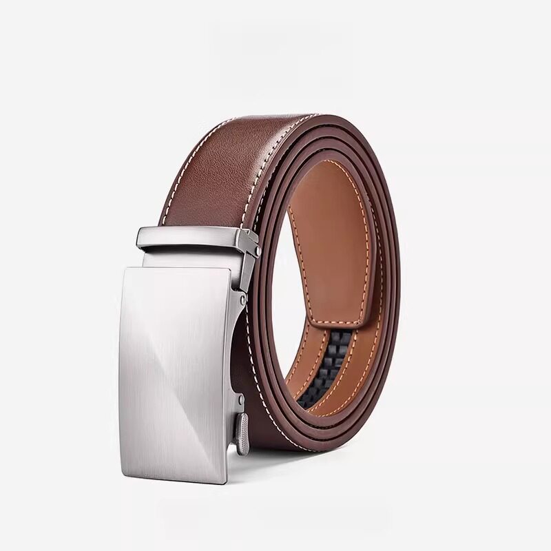 男士皮带真皮男商务百搭皮带自动扣牛皮腰带2025新款棕色皮带男款