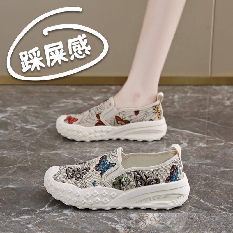 2026新款夏季女款透气帆布一脚蹬