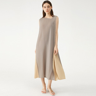 三宅新款2026春季新款韩版纯色通勤修身撞色连衣裙宽松显瘦裙子女