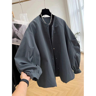 设计感小众宽松休闲百搭冲锋衣 新款 韩版 高级感灰色夹克外套女春季
