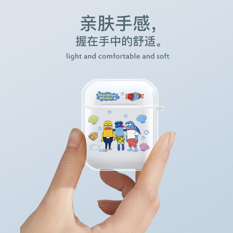 适用于airpods4苹果耳机保护套airpodspro2透明耳机套4代降噪版pro3代搞怪有趣比奇堡居民airpods3蓝牙耳机套