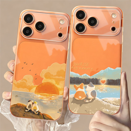 犀膜苹果透明可爱猫咪情侣手机壳