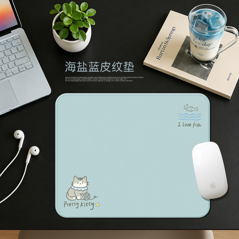 犀膜蓝色小号鼠标垫可爱猫咪防滑