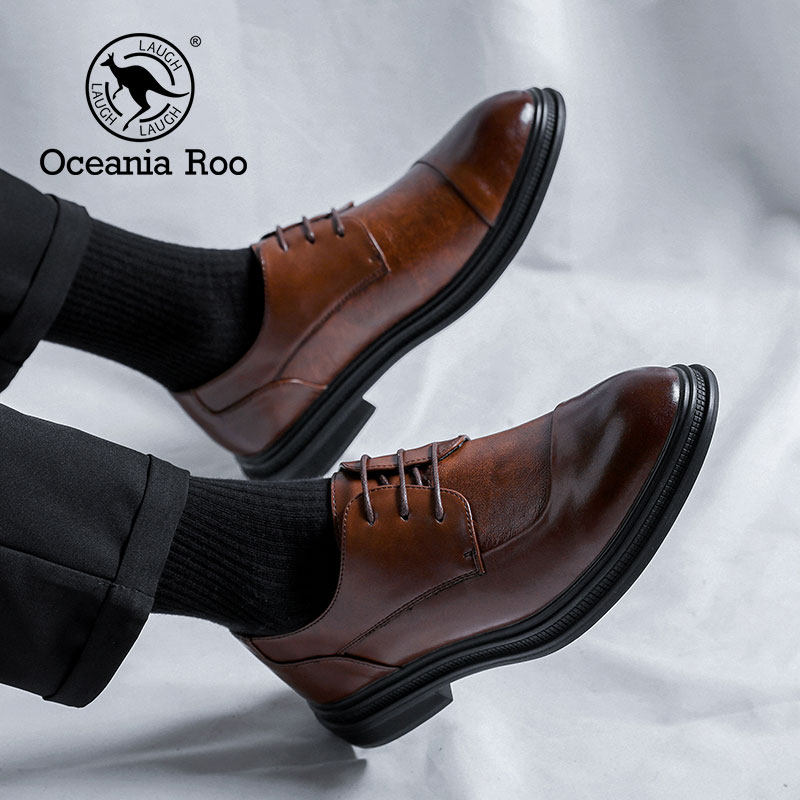 KANGAROO PLUS SIZE FORMAL LEATHER SHOES MENS 2024 NEW AUTUMN WINTER RETRO BRITISH BUSINESS FORMAL CASUAL OFFICE DERBY SHOES