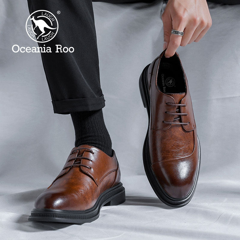 KANGAROO PLUS SIZE FORMAL LEATHER SHOES MENS 2024 NEW AUTUMN WINTER RETRO BRITISH BUSINESS FORMAL CASUAL OFFICE DERBY SHOES