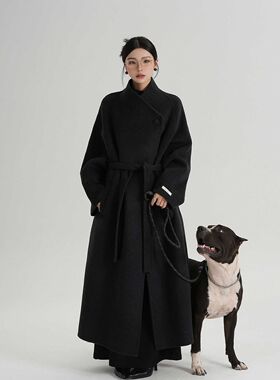 SRYS AME气质高级感中长款斜扣领羊毛大衣呢子毛呢外套秋冬装女装