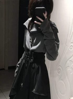 ROAE 设计感小众围巾领连帽打底衫山本耀司原创套头卫衣长袖上衣