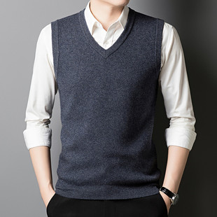 男士针织背心马甲2025秋冬季保暖无袖毛衣羊毛坎肩打底衫v领线衣