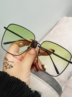 防紫外线方形渐变绿色眼镜方框