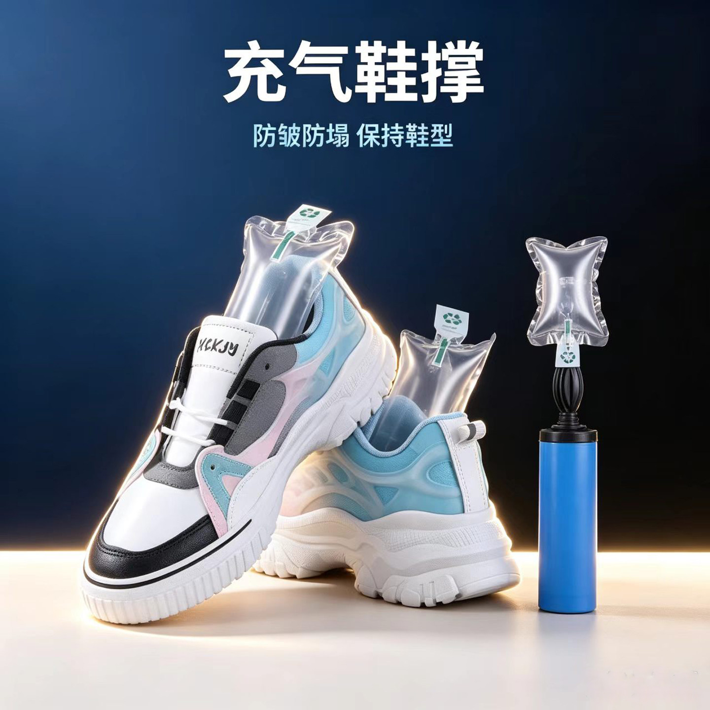 充气鞋撑防皱防塌保持鞋型老爹鞋休闲运动鞋撑鞋托鞋店陈列内撑袋
