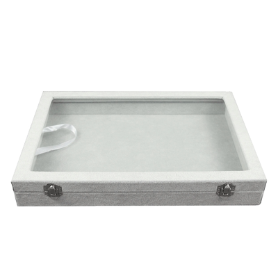 带盖冰花绒珠宝玻璃箱饰品收纳