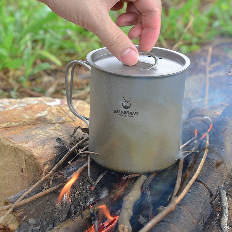 银蚁纯钛水杯户外收纳折叠把手钛水杯旅游便携带盖钛马克杯可烧水,户外/登山/野营/旅行用品,水杯,淘宝优惠券,粉丝福利购,淘宝优惠卷